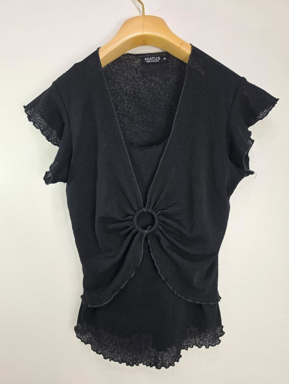 Hiatus Black Ring-Front Tank Top